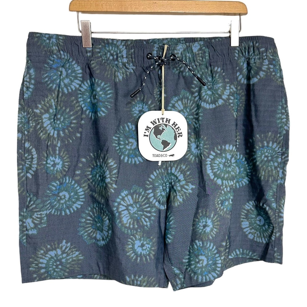 Toad&Co Boundless Pull-On Short‎ XXL Navy Tie Dye Organic Cotton Stretch New